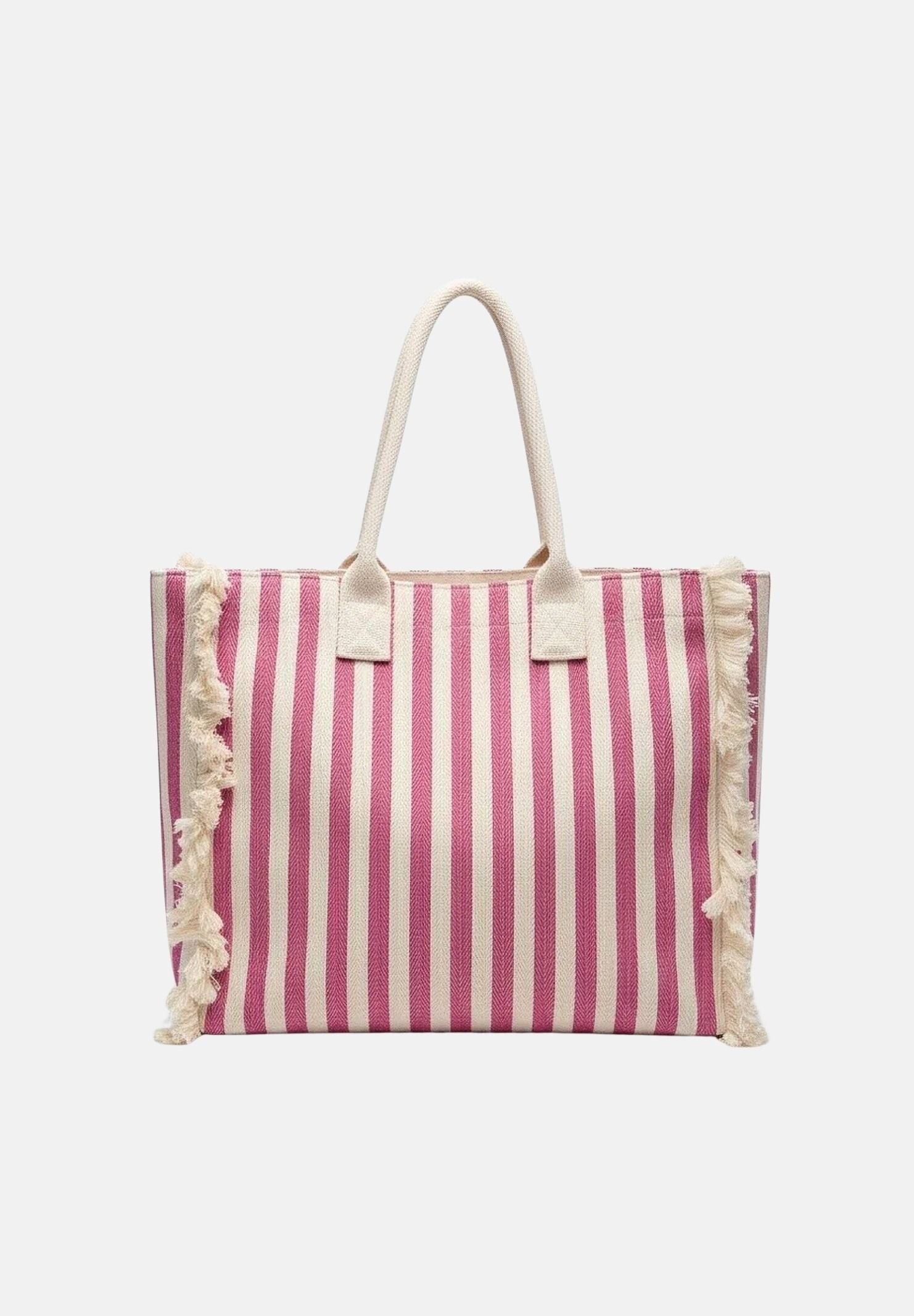 MARC ELLIS Borsa mare rosa e panna da donna con motivo a righe e logo BUBY-S-JOAN CARO MARC ELLIS 