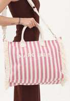 MARC ELLIS Borsa mare rosa e panna da donna con motivo a righe e logo BUBY-S-JOAN CARO MARC ELLIS 