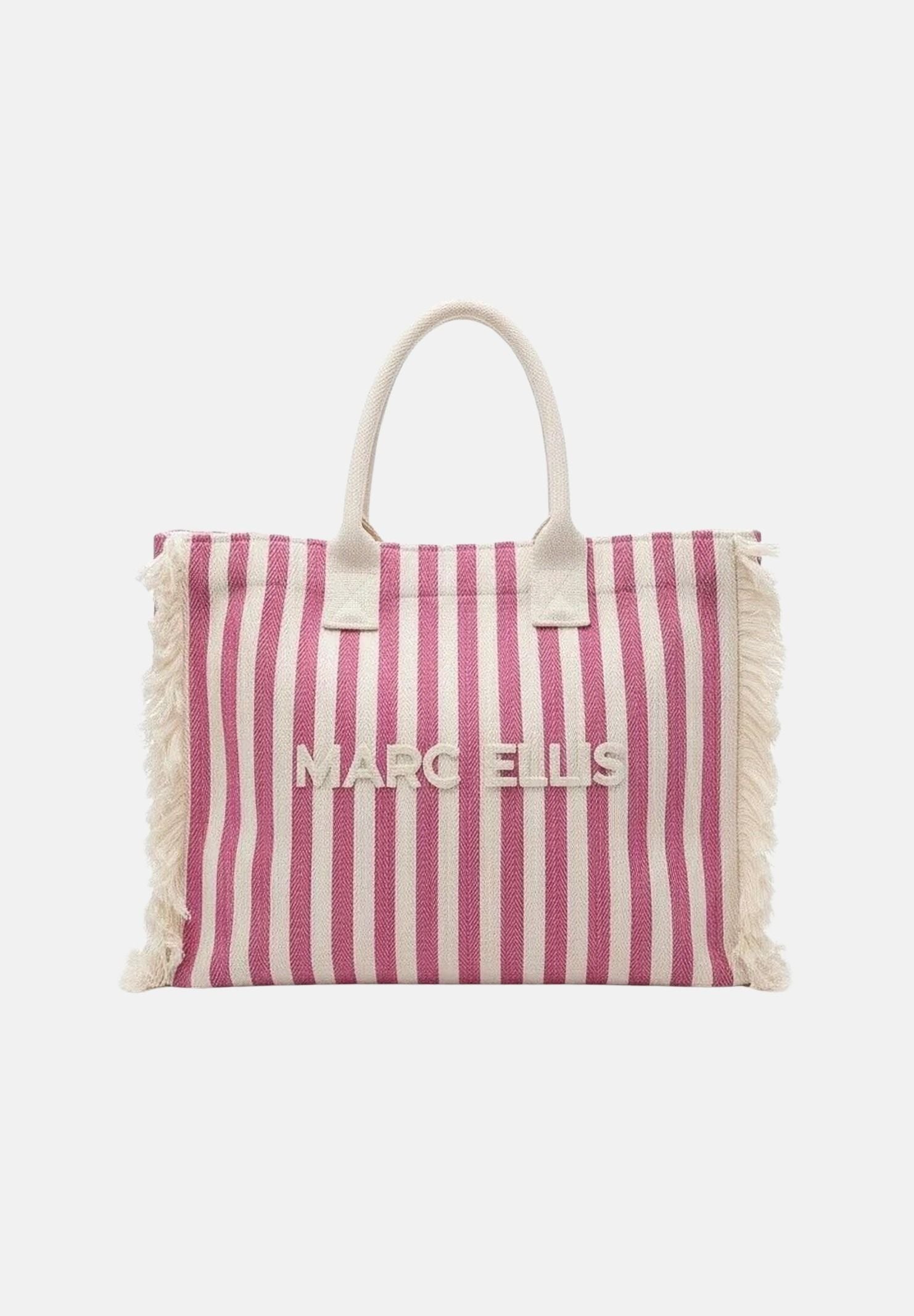 MARC ELLIS Borsa mare rosa e panna da donna con motivo a righe e logo BUBY-S-JOAN CARO MARC ELLIS 