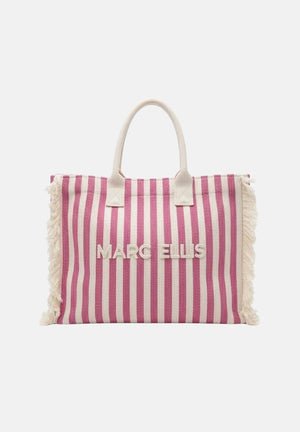 MARC ELLIS Borsa mare rosa e panna da donna con motivo a righe e logo BUBY-S-JOAN CARO MARC ELLIS 