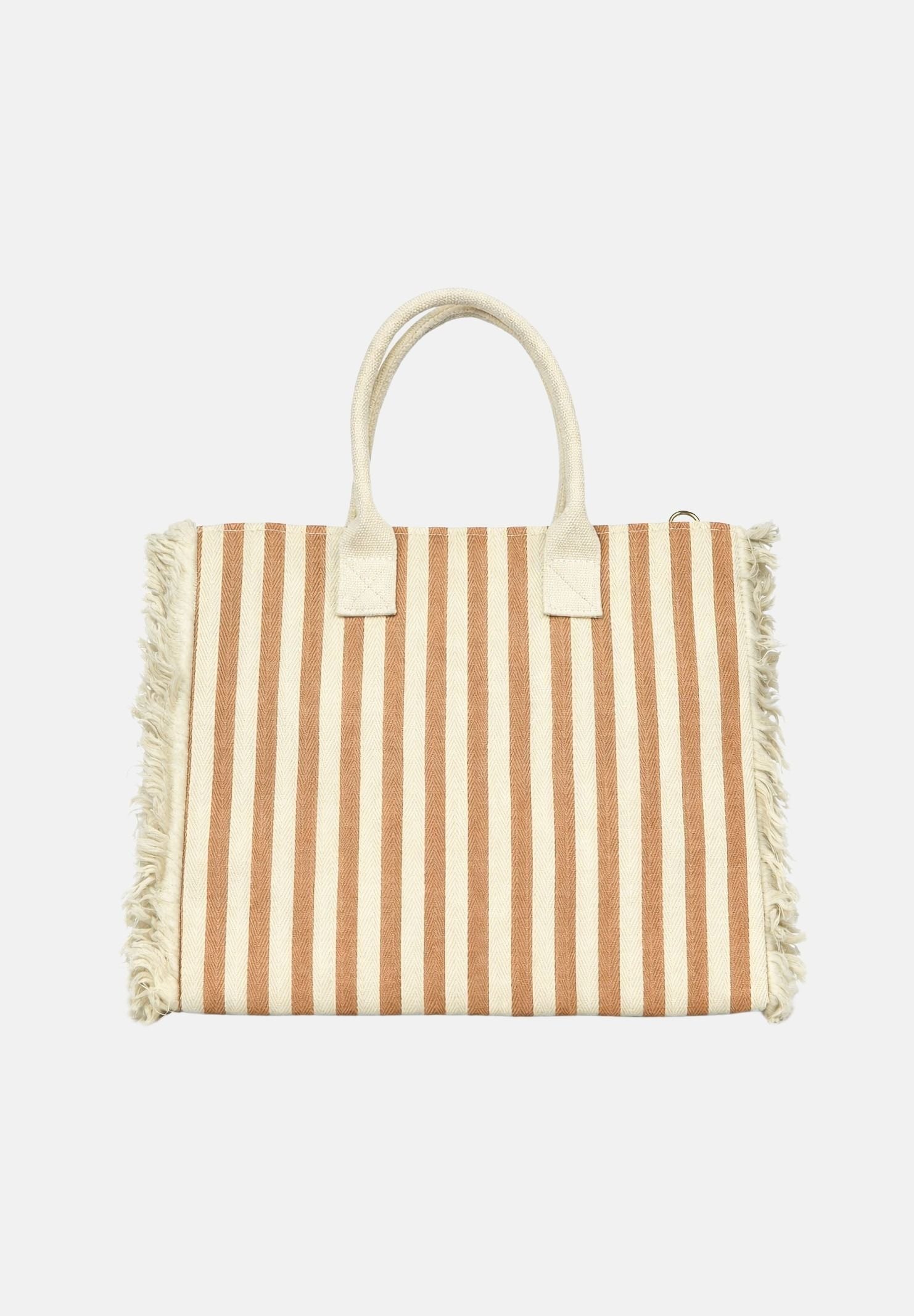 MARC ELLIS Borsa mare beige e panna da donna con motivo a righe e logo BUBY-S-JOAN LITA MARC ELLIS 