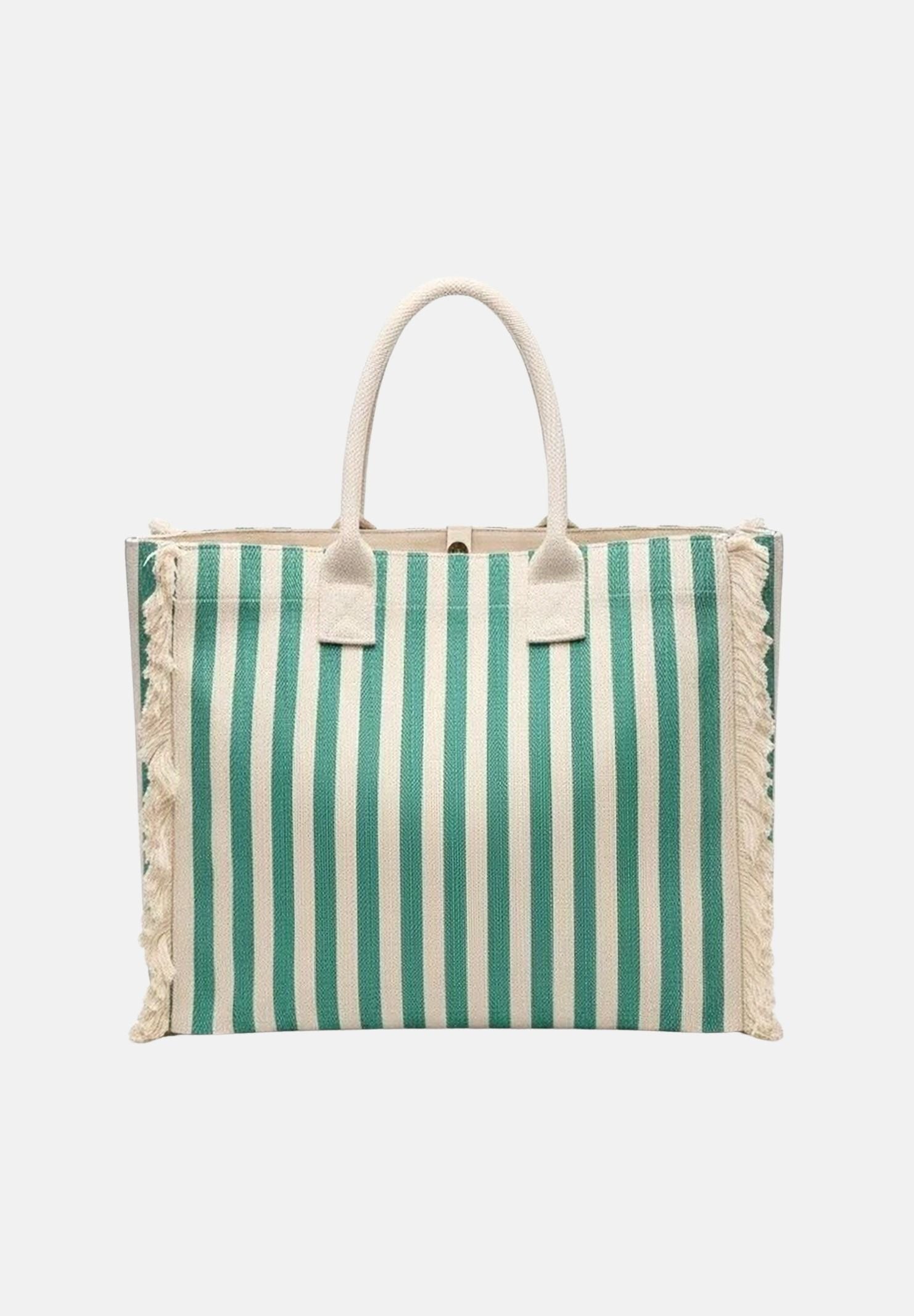 MARC ELLIS Borsa mare verde e panna da donna con motivo a righe e logo BUBY-S-JOAN SOGR MARC ELLIS 