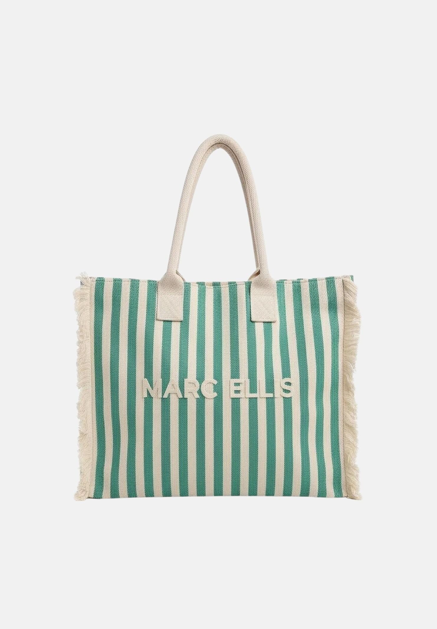MARC ELLIS Borsa mare verde e panna da donna con motivo a righe e logo BUBY-S-JOAN SOGR MARC ELLIS 