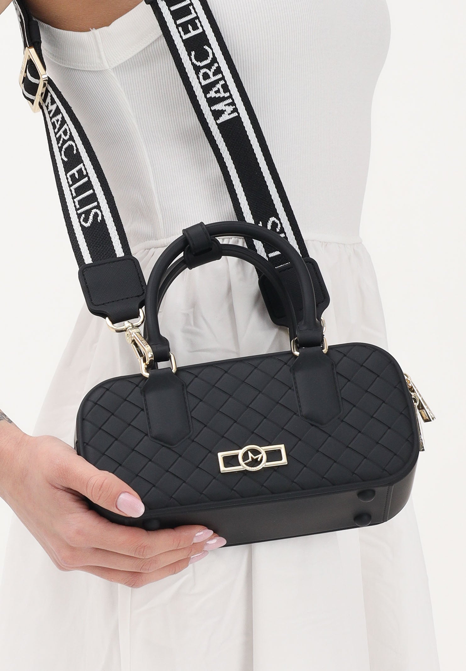 MARC ELLIS Borsa a mano Flat Glitty nera da donna FLAT-GLITTY BLLIGO MARC ELLIS 