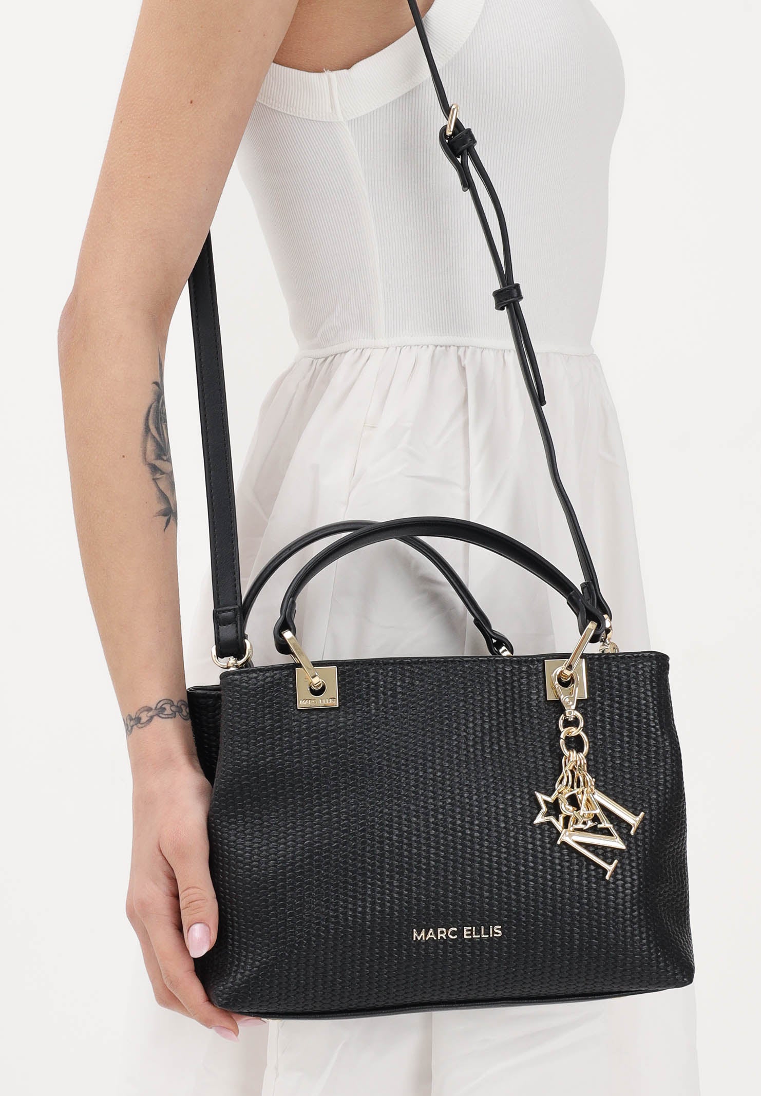 MARC ELLIS Borsa a mano Krissy M Straw nera da donna KRISSY-M-STRAW BL MARC ELLIS 