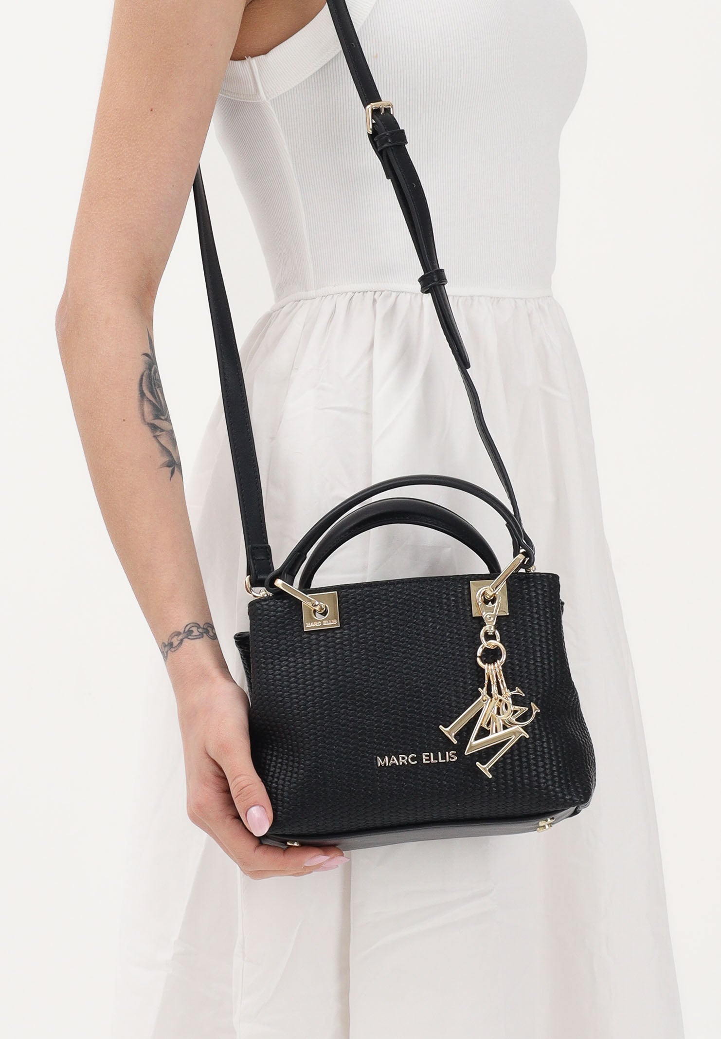 MARC ELLIS Borsa a mano Krissy S Straw nera da donna KRISSY-S-STRAW BL MARC ELLIS 