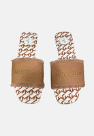 MARC ELLIS Ciabatte bianche e cuoio da donna con logo ME261C100 BRW MARC ELLIS 