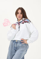 MARCELO BURLON COUNTY OF MILAN Felpa con cappuccio bianca da donna rifinita da stampa ali 26ECM30100 BICERO MARCELO BURLON COUNTY OF MILAN 