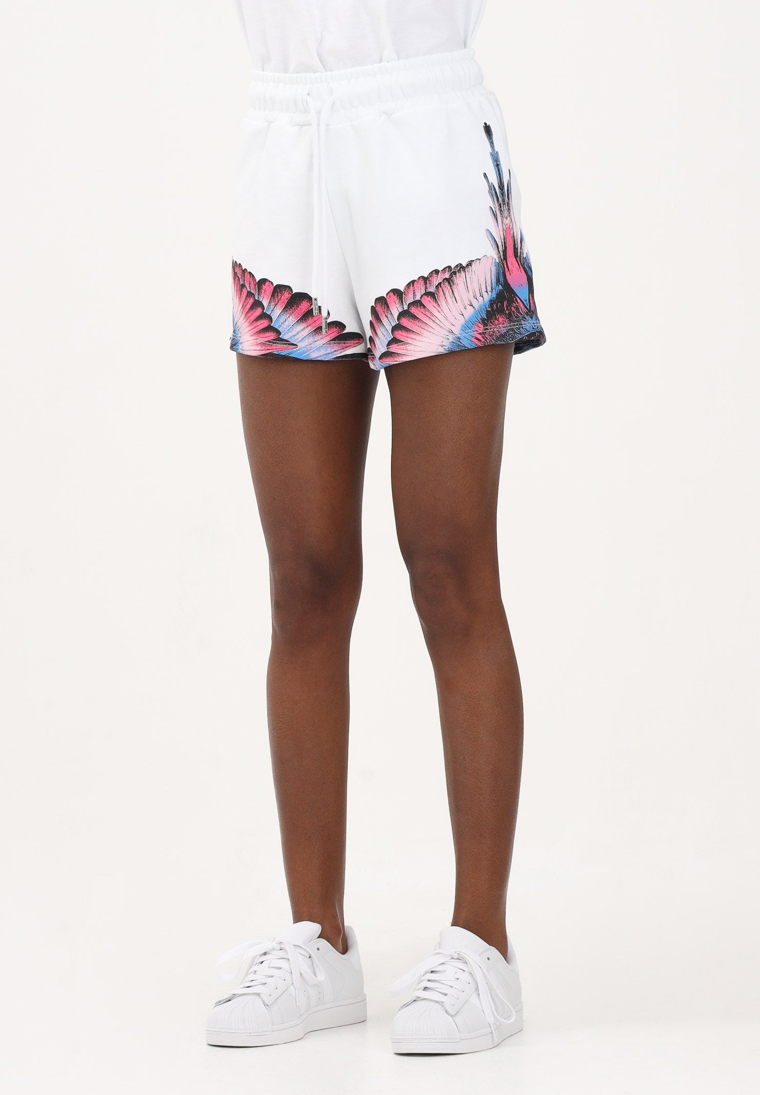 MARCELO BURLON COUNTY OF MILAN Shorts sportivo bianco da donna con stampa 26ECM30105 BICERO MARCELO BURLON COUNTY OF MILAN 