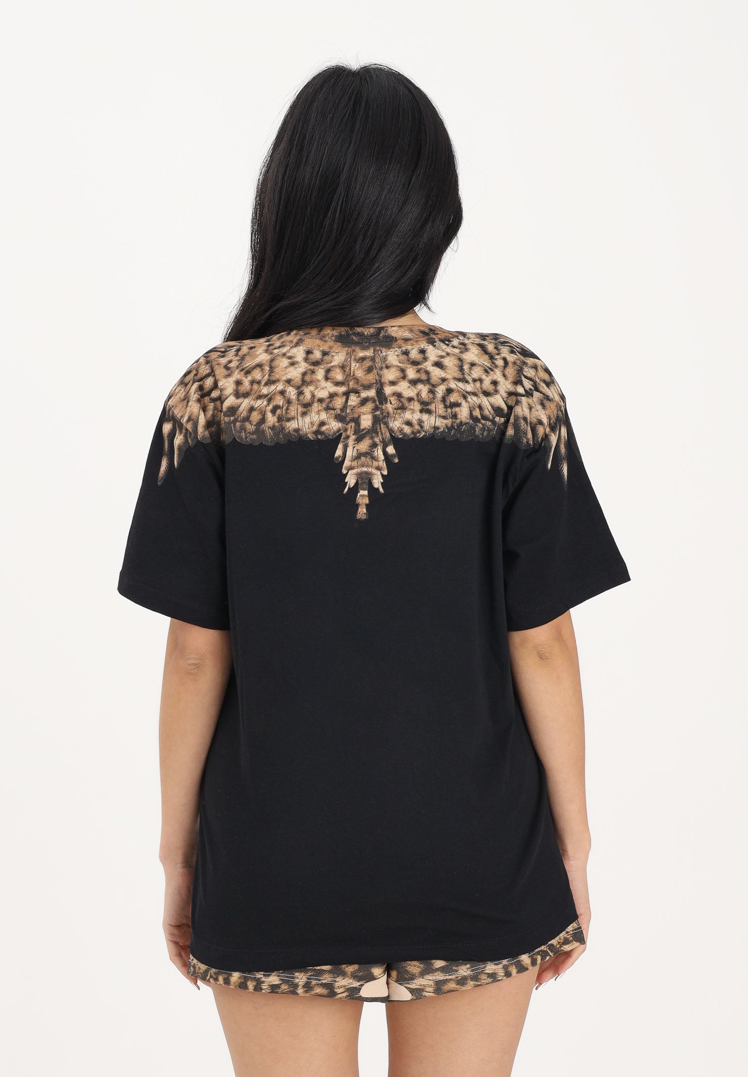 MARCELO BURLON COUNTY OF MILAN T-shirt a manica corta nera da donna con stampa 26ECM30166 NEAN MARCELO BURLON COUNTY OF MILAN 