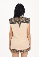 MARCELO BURLON COUNTY OF MILAN T-shirt smanicata beige da donna con stampa 26ECM30167 SAAN MARCELO BURLON COUNTY OF MILAN 