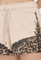 MARCELO BURLON COUNTY OF MILAN Shorts beige da donna con stampa 26ECM30168 SAAN MARCELO BURLON COUNTY OF MILAN 