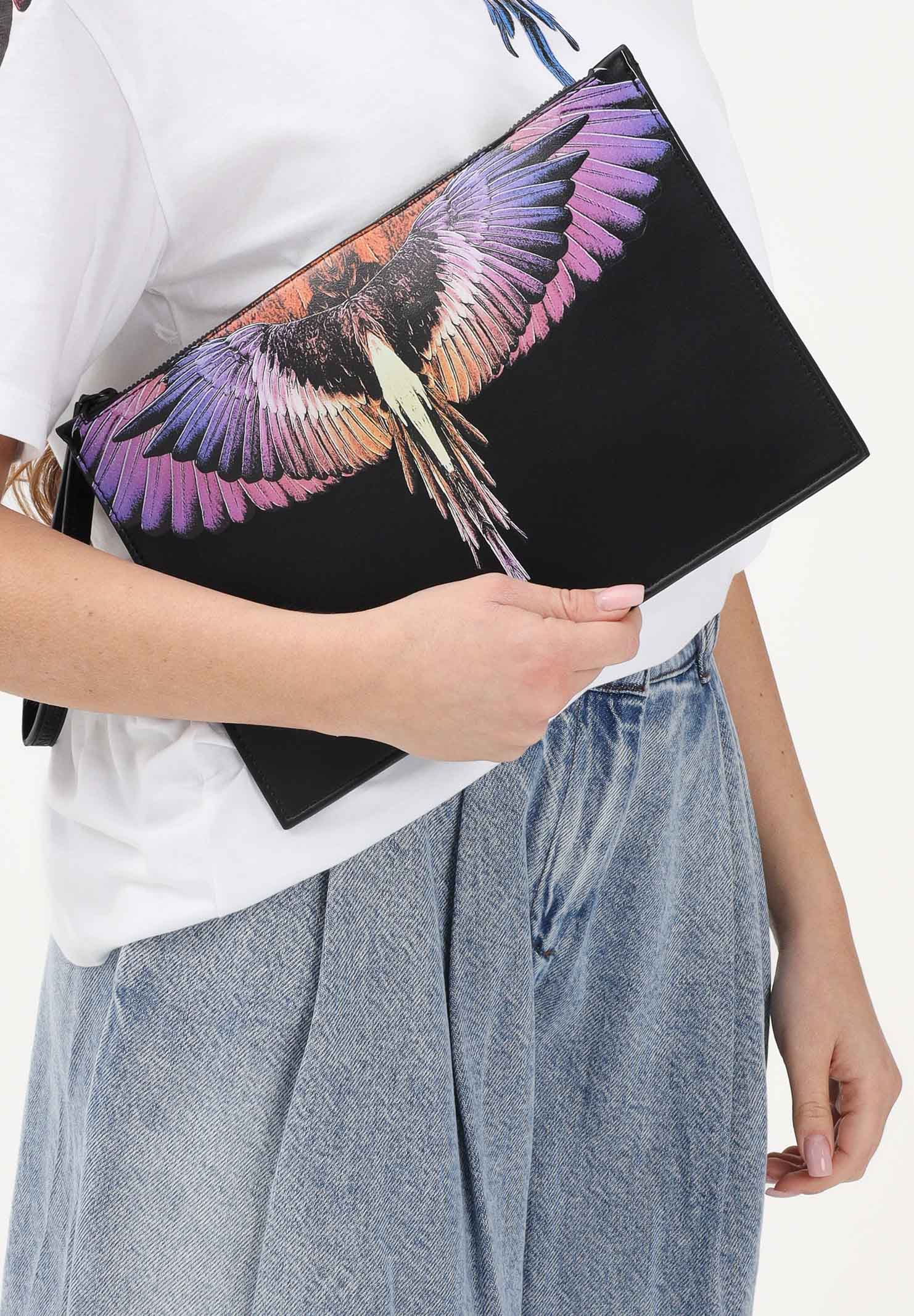 MARCELO BURLON COUNTY OF MILAN Pochette nera per uomo e donna con stampa ali COMAS2603340894 . MARCELO BURLON COUNTY OF MILAN 