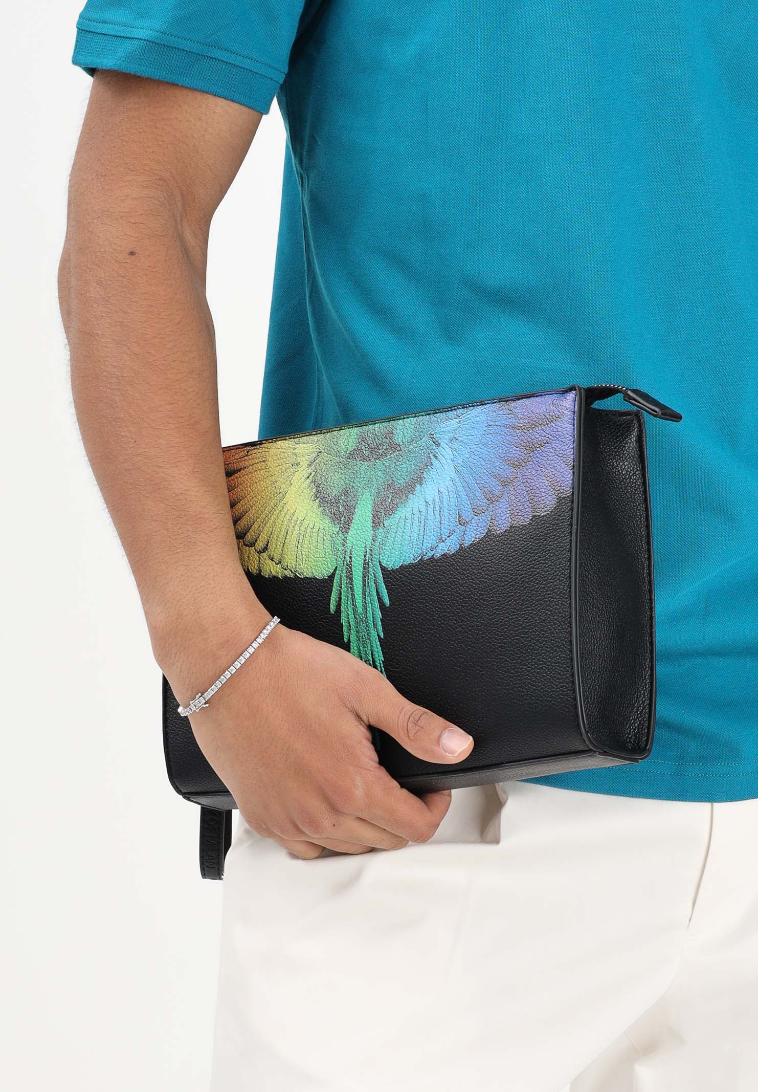 MARCELO BURLON COUNTY OF MILAN Pochette nera per uomo e donna con stampa ali COMAS2603470893 . MARCELO BURLON COUNTY OF MILAN 