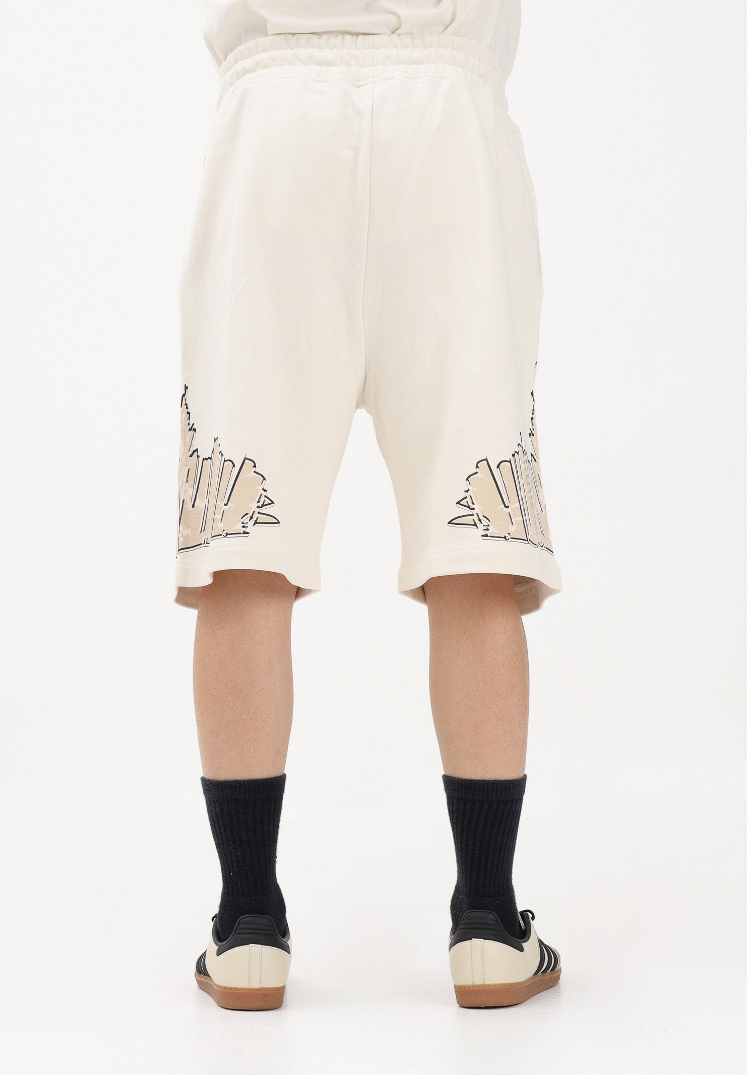 MARCELO BURLON COUNTY OF MILAN Shorts sportivo panna da uomo con stampa S6CMMABE018 412 MARCELO BURLON COUNTY OF MILAN 