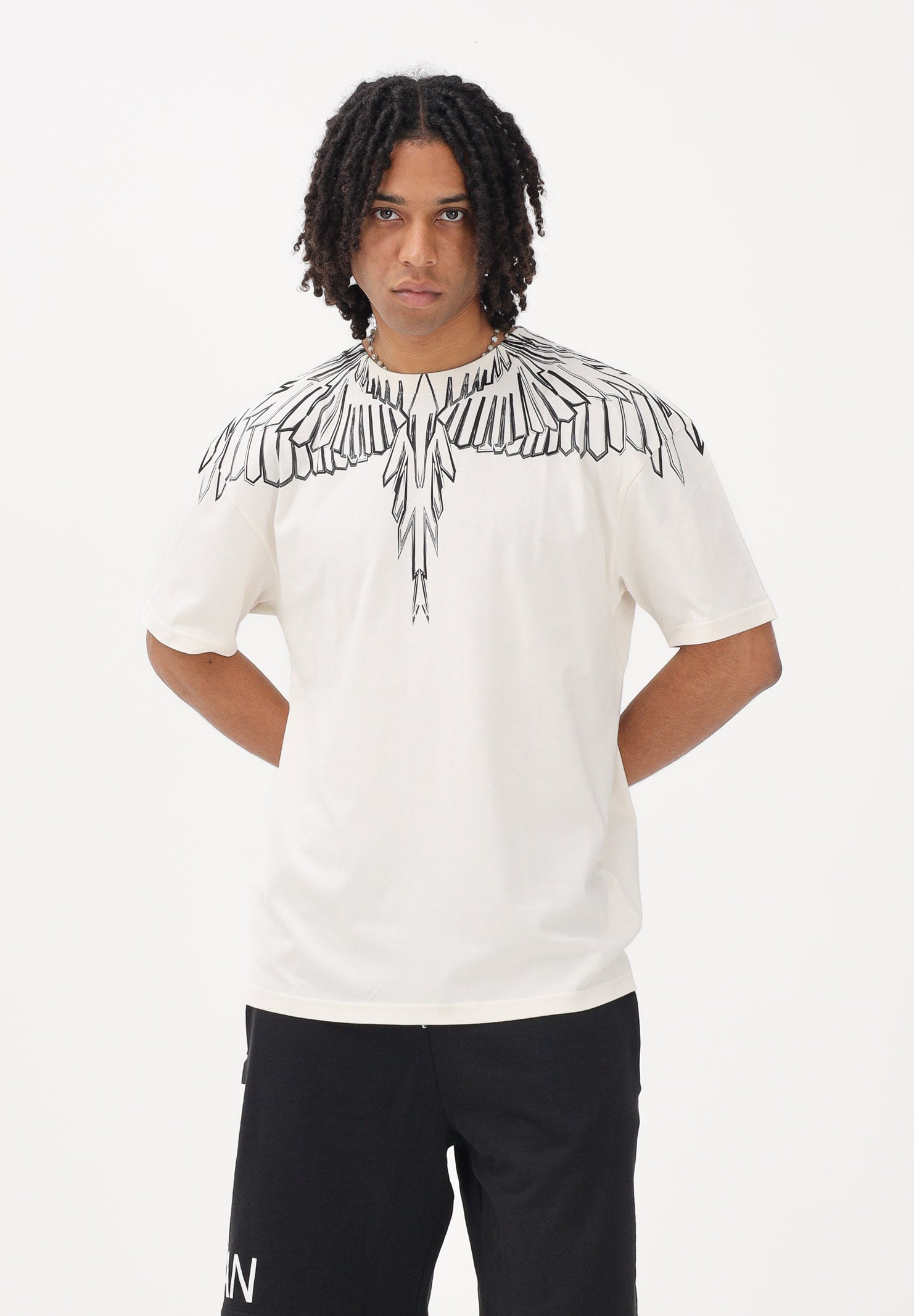 MARCELO BURLON COUNTY OF MILAN T-shirt a manica corta burro da uomo con stampa S6CMMATH010 412 MARCELO BURLON COUNTY OF MILAN 