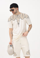 MARCELO BURLON COUNTY OF MILAN T-shirt a manica corta panna da uomo con stampa S6CMMATH021 412 MARCELO BURLON COUNTY OF MILAN 