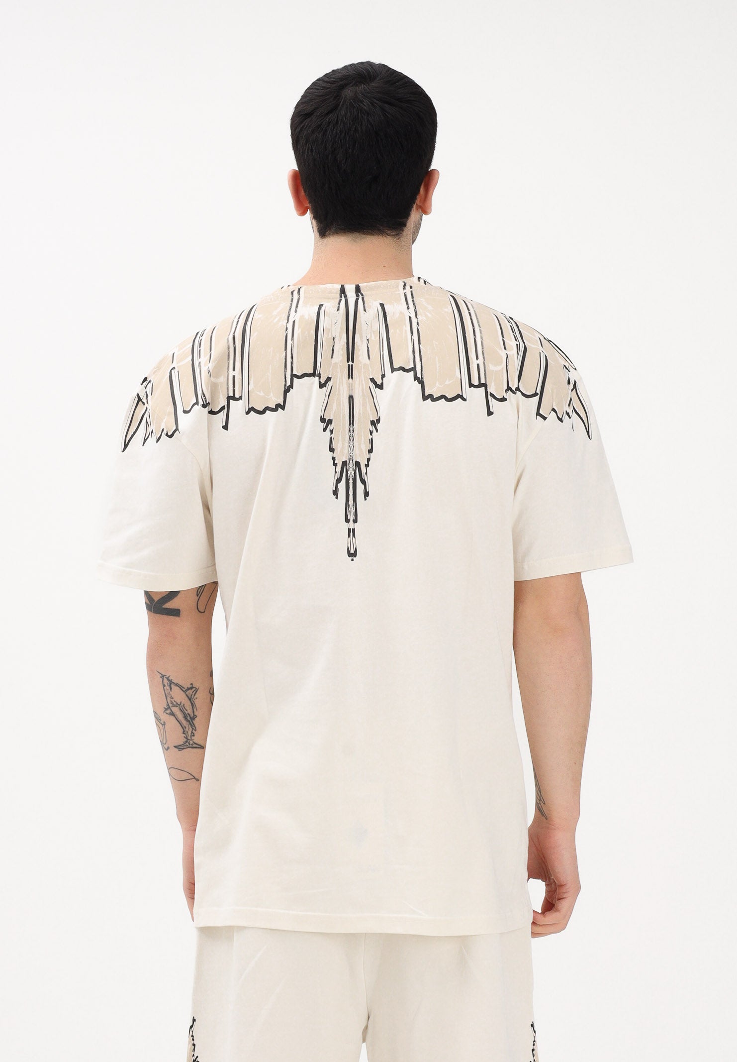 MARCELO BURLON COUNTY OF MILAN T-shirt a manica corta panna da uomo con stampa S6CMMATH021 412 MARCELO BURLON COUNTY OF MILAN 