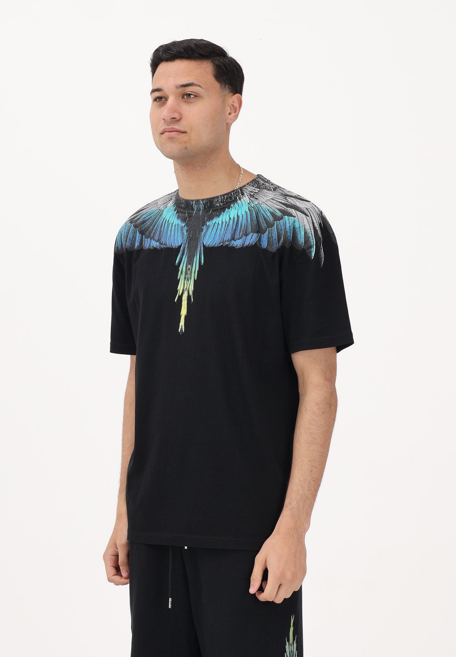 MARCELO BURLON COUNTY OF MILAN T-shirt a manica corta nera da uomo con stampa ali S6CMMATH022 110 MARCELO BURLON COUNTY OF MILAN 