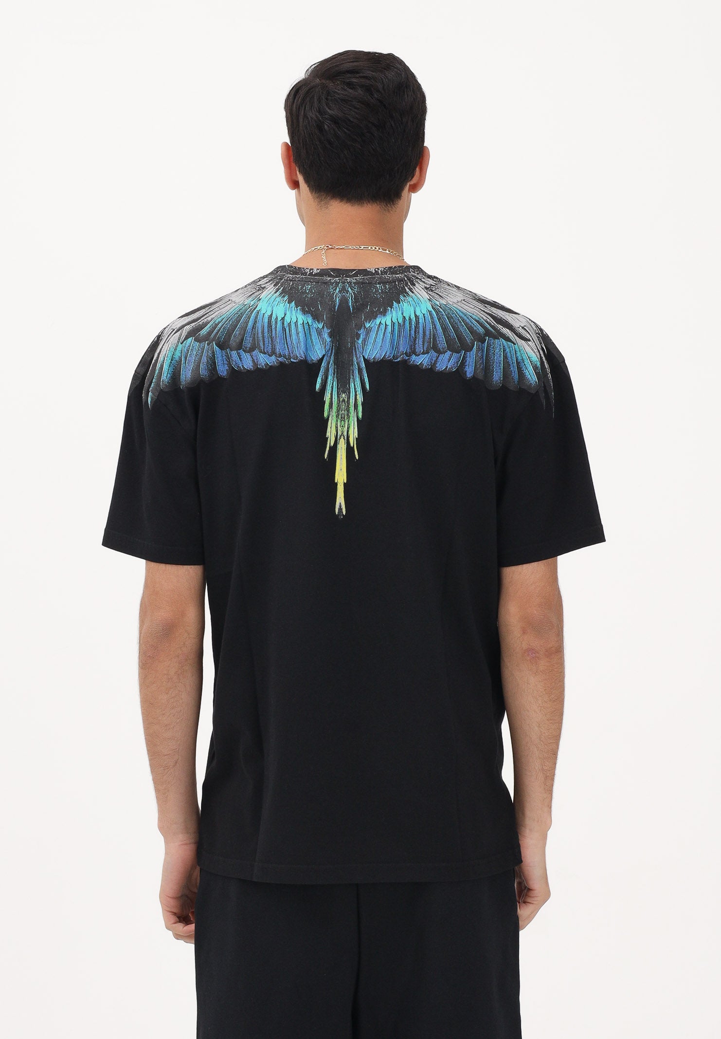 MARCELO BURLON COUNTY OF MILAN T-shirt a manica corta nera da uomo con stampa ali S6CMMATH022 110 MARCELO BURLON COUNTY OF MILAN 