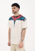 MARCELO BURLON COUNTY OF MILAN T-shirt a manica corta panna da uomo con stampa ali S6CMMATH029 412 MARCELO BURLON COUNTY OF MILAN 