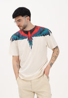 MARCELO BURLON COUNTY OF MILAN T-shirt a manica corta panna da uomo con stampa ali S6CMMATH029 412 MARCELO BURLON COUNTY OF MILAN 