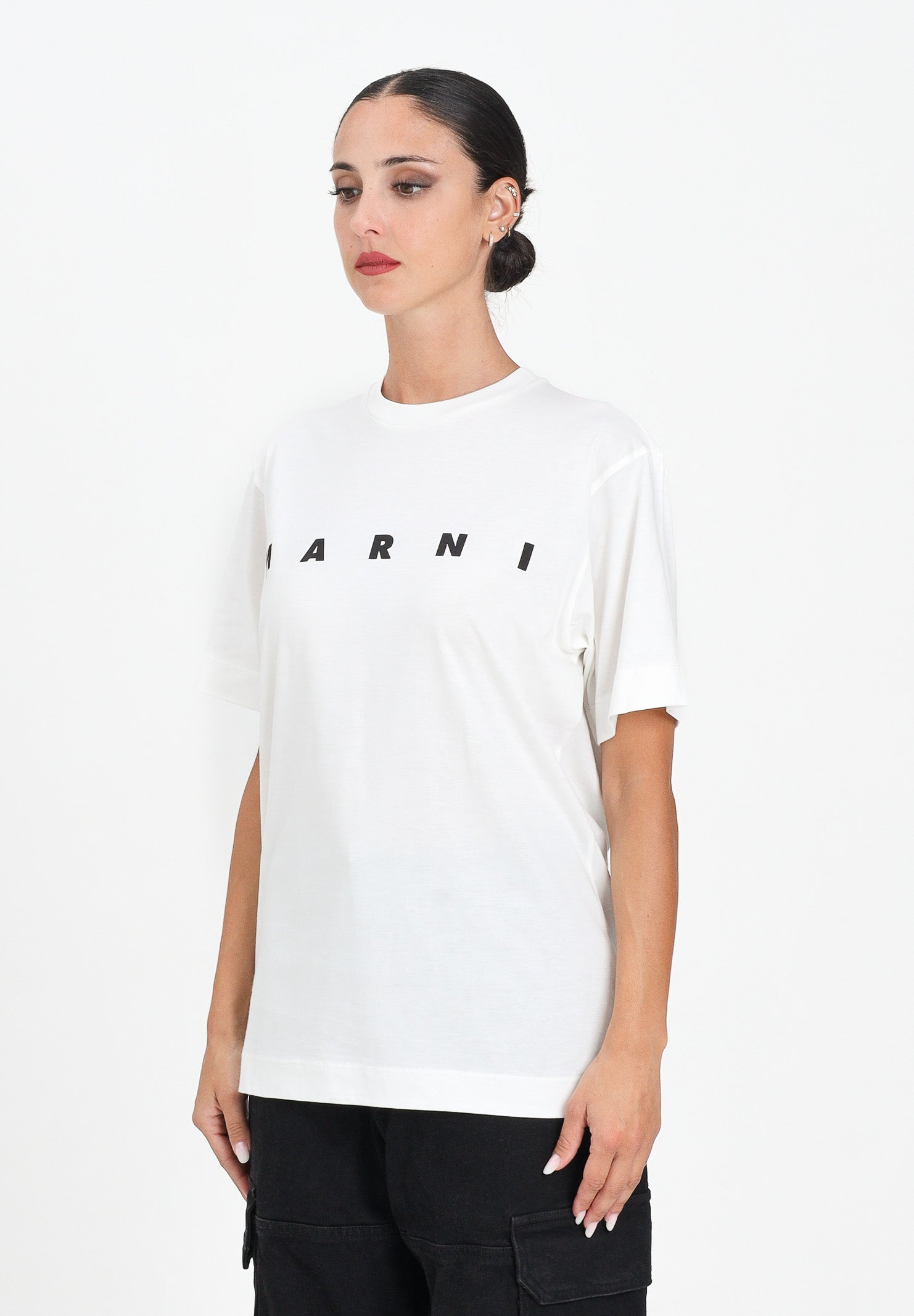 MARNI T-shirt a manica corta bianca per donna, ragazzi e bambini con logo istituzionale M002MVM00RF 0M114 MARNI 