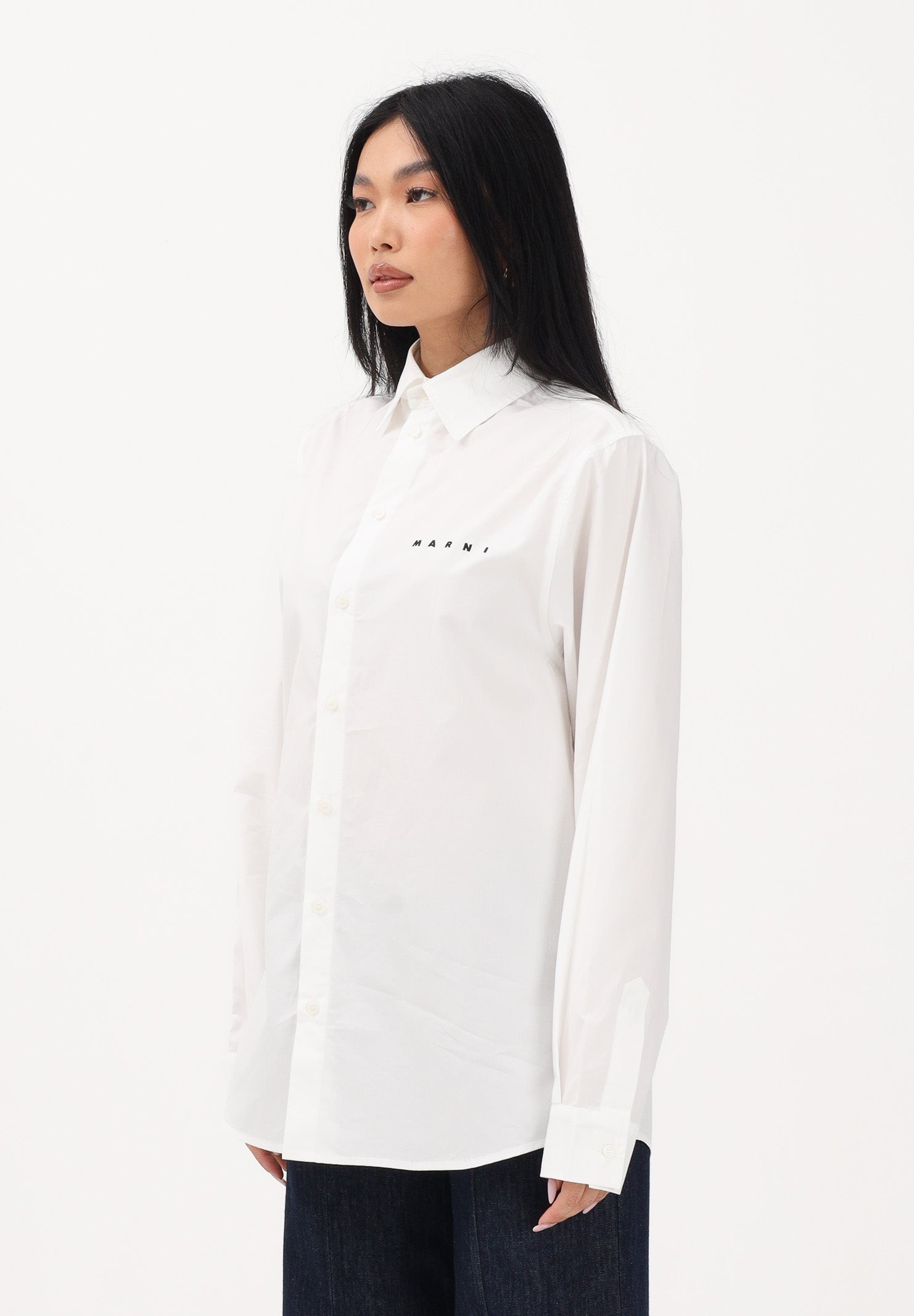 MARNI Camicia a manica lunga bianca per donna, ragazzi e bambini con logo M01628M00UW 0M114 MARNI 