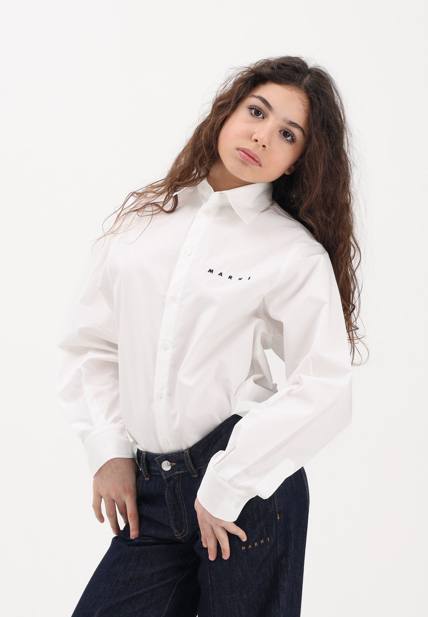 MARNI Camicia a manica lunga bianca per donna, ragazzi e bambini con logo M01628M00UW 0M114 MARNI 