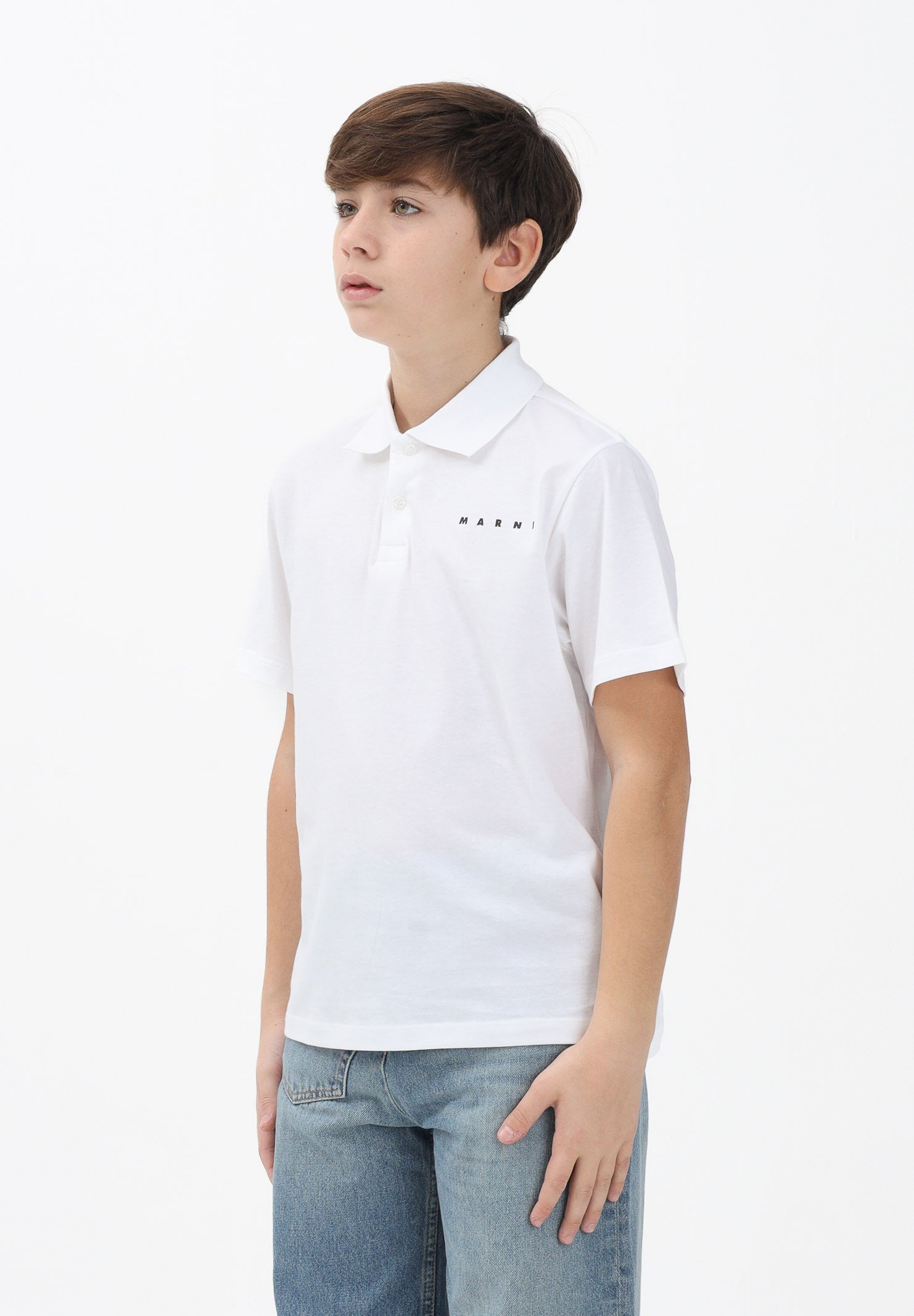 MARNI Polo a manica corta bianca per donna, ragazzi e bambini con logo Marni M01770M00RF 0M100 MARNI 