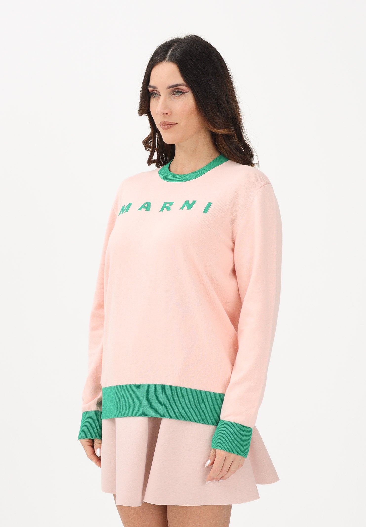 MARNI Maglioncino girocollo rosa per donna, ragazze e bambine con logo M01815M00X2 0M351 MARNI 