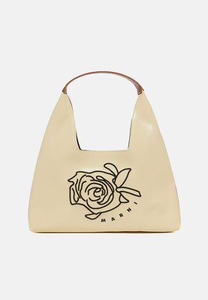 MARNI Borsa a mano Diamond beige e cuoio da donna con motivo floreale ricamato M01837M00TK 0M105 MARNI 