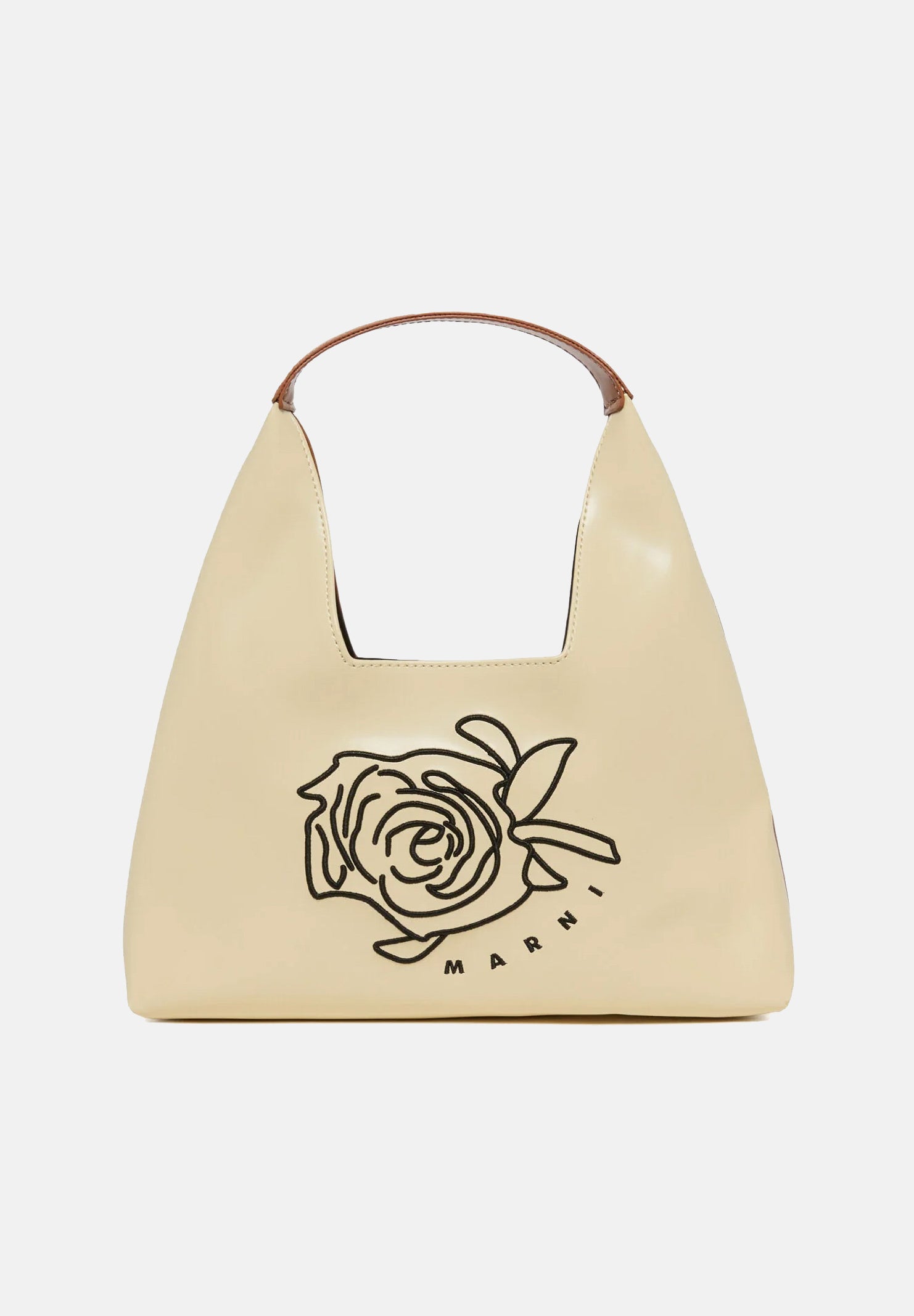 MARNI Borsa a mano Diamond beige e cuoio da donna con motivo floreale ricamato M01837M00TK 0M105 MARNI 