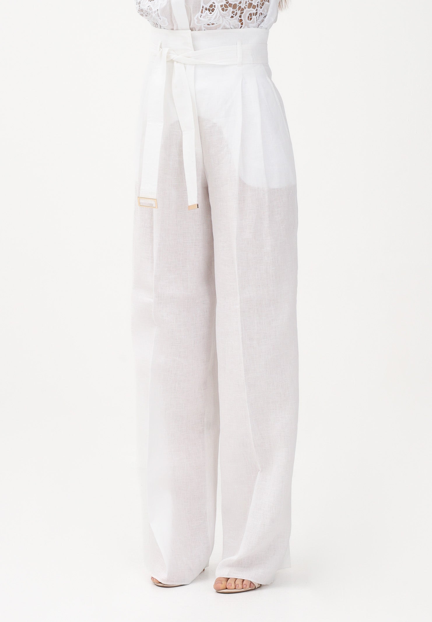MAX MARA Pantalone MSTMATERIA in lino bianco da donna 2616131092600 002 MAX MARA 