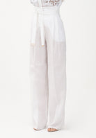 MAX MARA Pantalone MSTMATERIA in lino bianco da donna 2616131092600 002 MAX MARA 