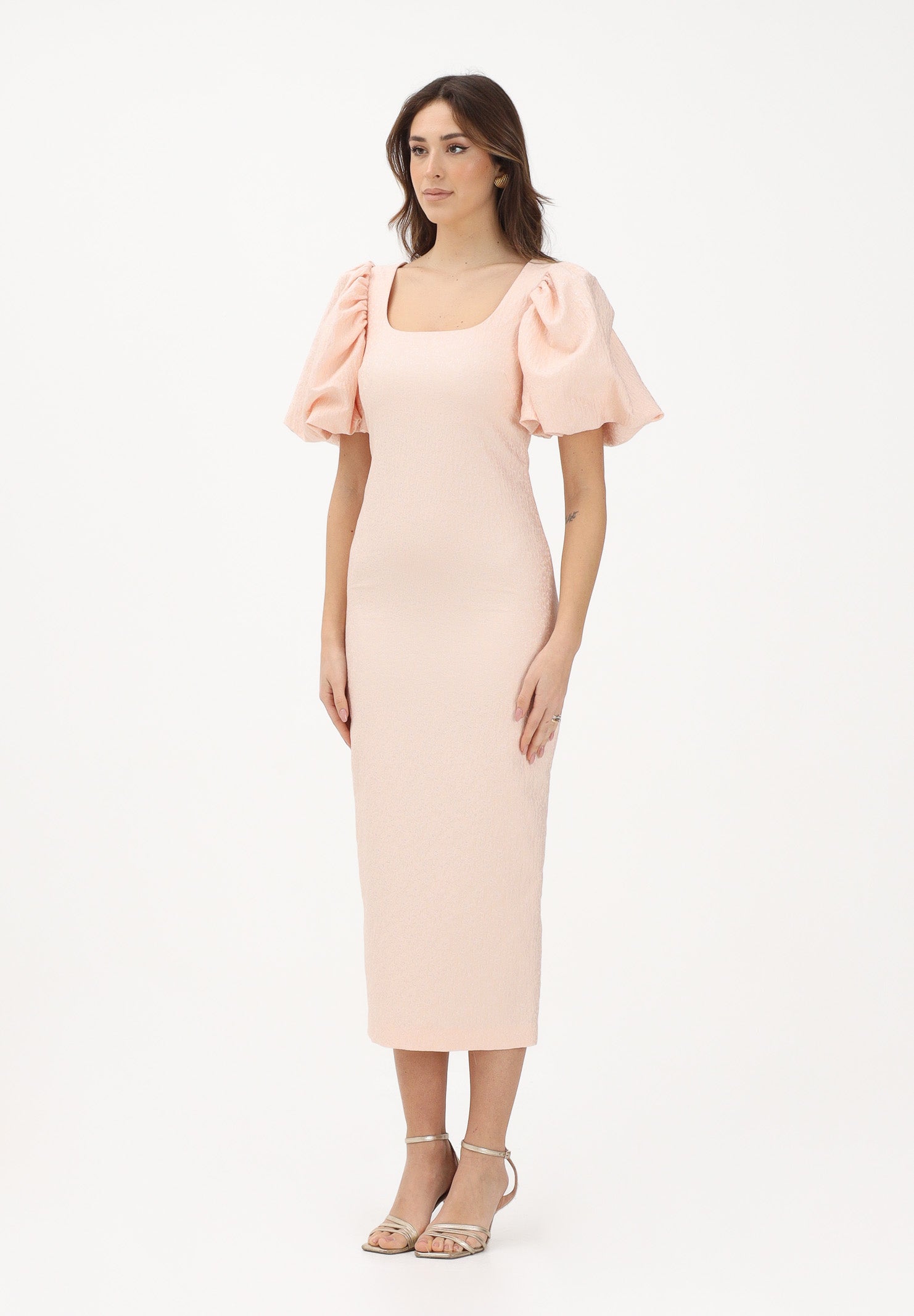 MAX MARA Abito midi rosa da donna in cloqué jacquard 2616221034600 001 MAX MARA 