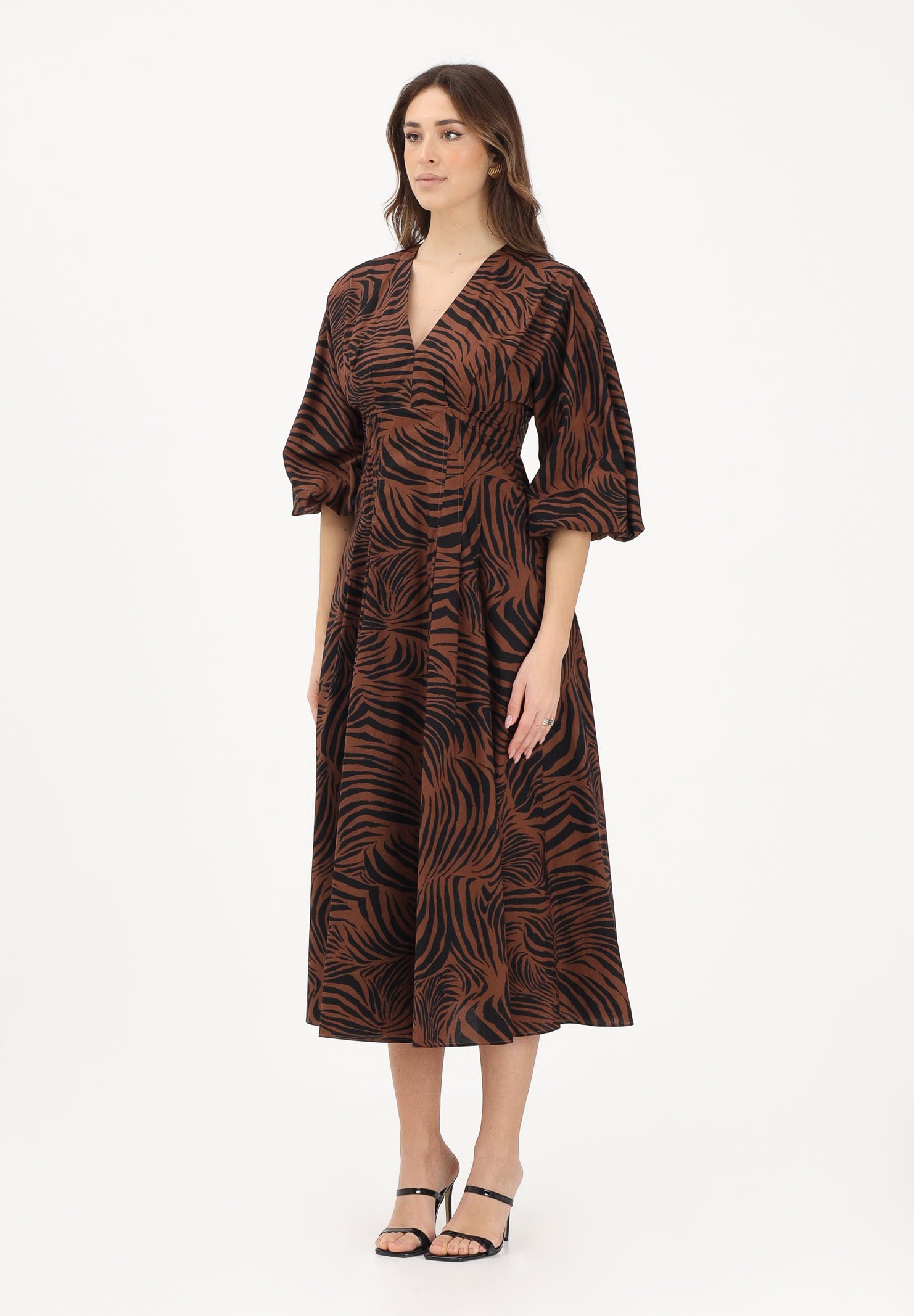 MAX MARA Abito midi MSTASTICE marrone e nero da donna 2616221082600 002 MAX MARA 