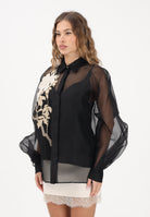 MAX MARA Camicia a manica lunga nera da donna con ricamo floreale 2616261014600 002 MAX MARA 