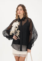 MAX MARA Camicia a manica lunga nera da donna con ricamo floreale 2616261014600 002 MAX MARA 