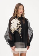 MAX MARA Camicia a manica lunga nera da donna con ricamo floreale 2616261014600 002 MAX MARA 