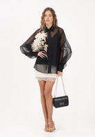 MAX MARA Camicia a manica lunga nera da donna con ricamo floreale 2616261014600 002 MAX MARA 