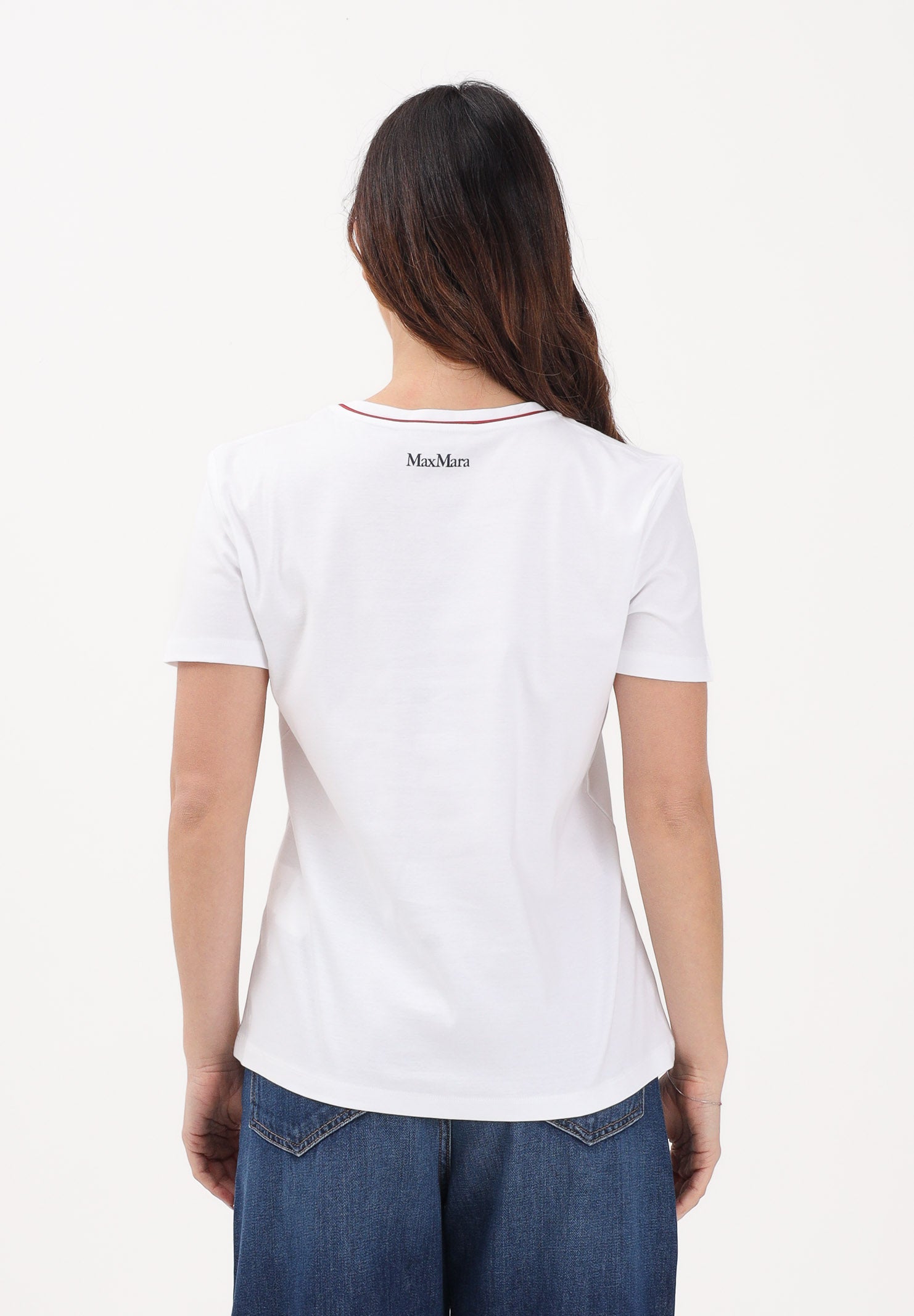 MAX MARA T-shirt a manica corta bianca da donna con logo 2616971011600 001 MAX MARA 