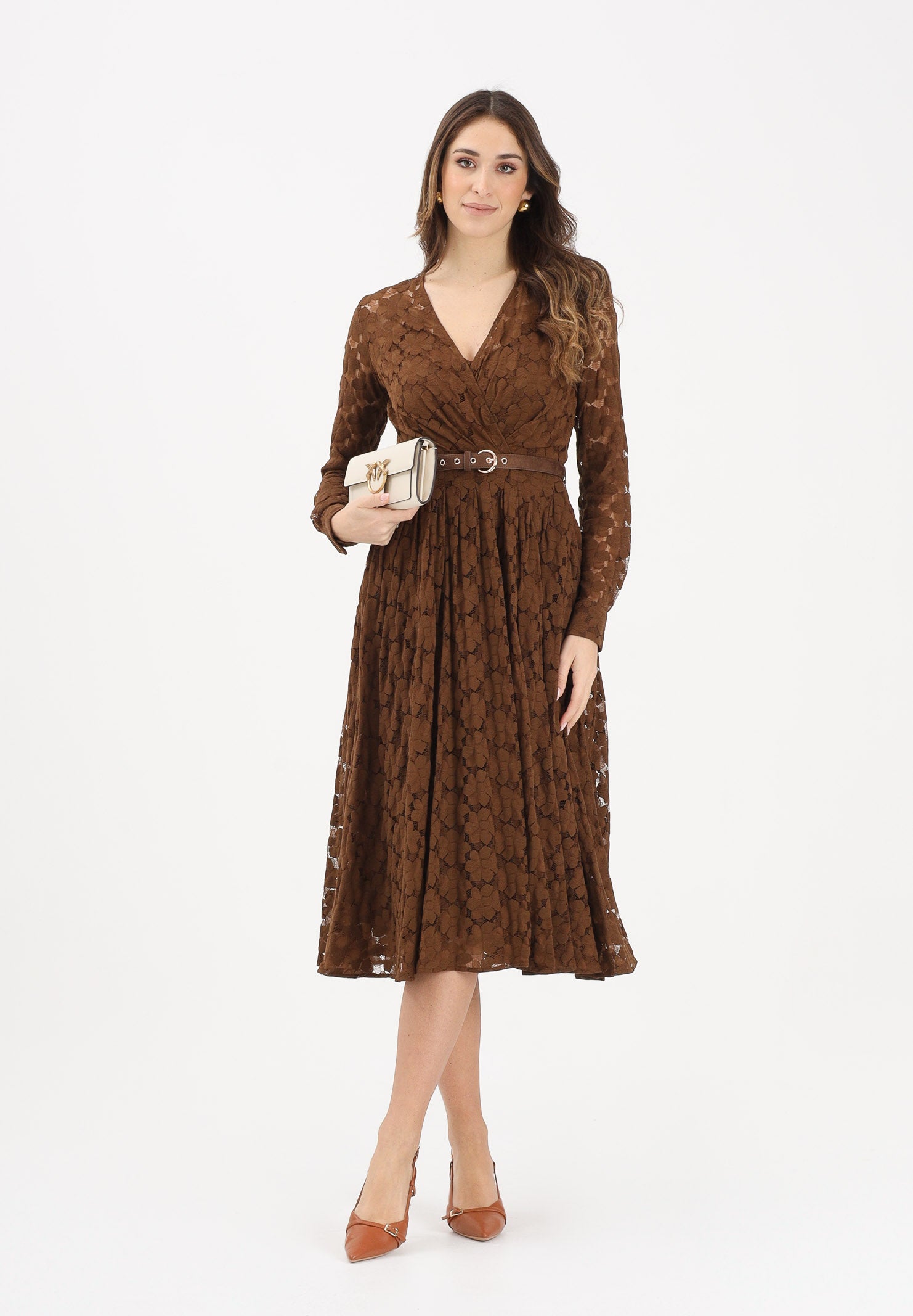 MAX MARA Abito midi MSTAGRUME marrone da donna realizzato in pizzo lavorato 2616631011600 002 MAX MARA 