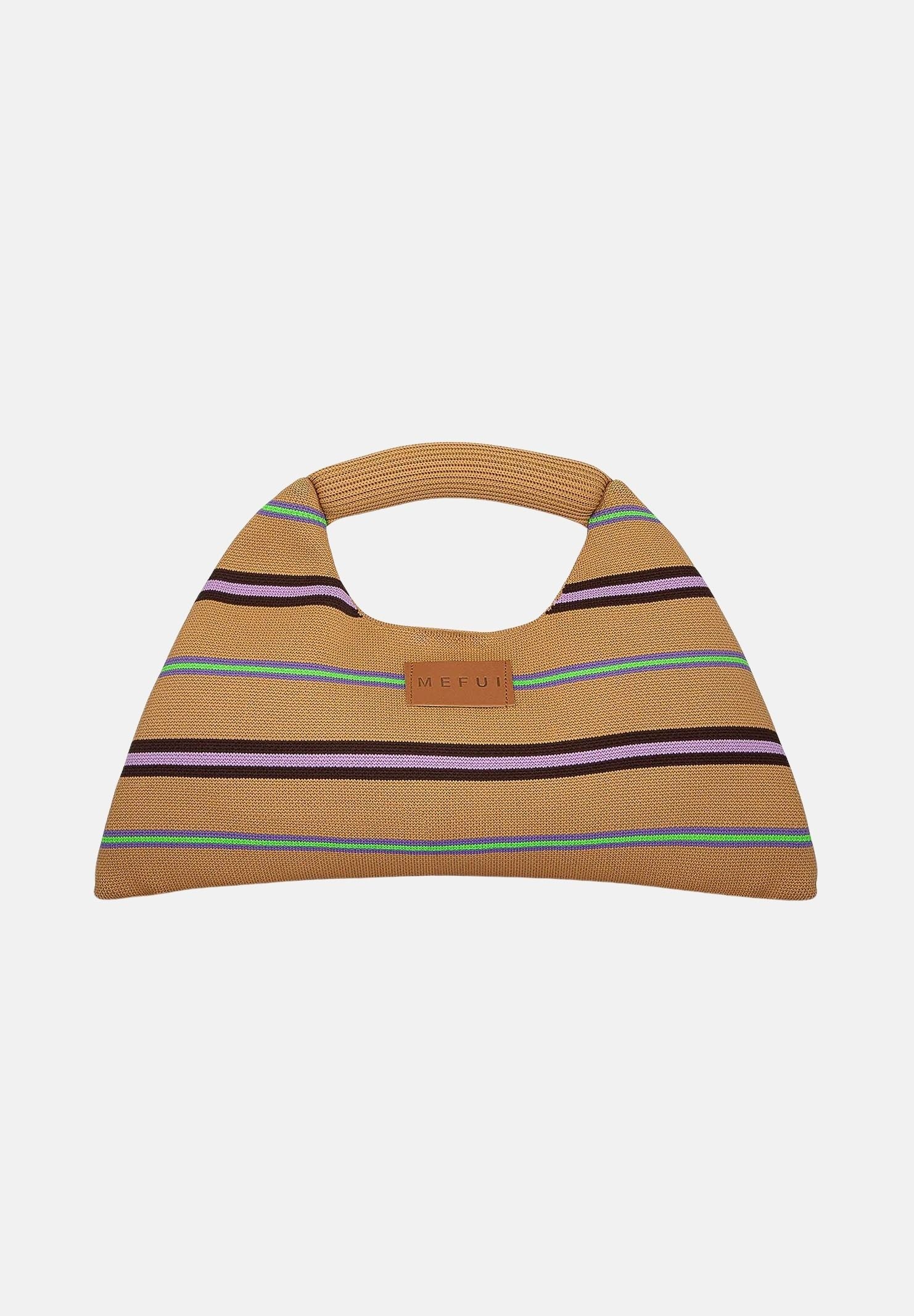 ME FUI Borsa a mano beige da donna con motivo a righe MA26-SW0110BG . ME FUI 