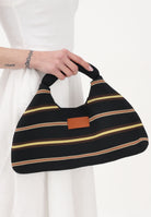 ME FUI Borsa a mano nera da donna con motivo a righe MA26-SW0110BK . ME FUI 