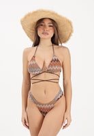 ME FUI Bikini beige da donna con motivo zig-zag MF26-SW0401MC . ME FUI 
