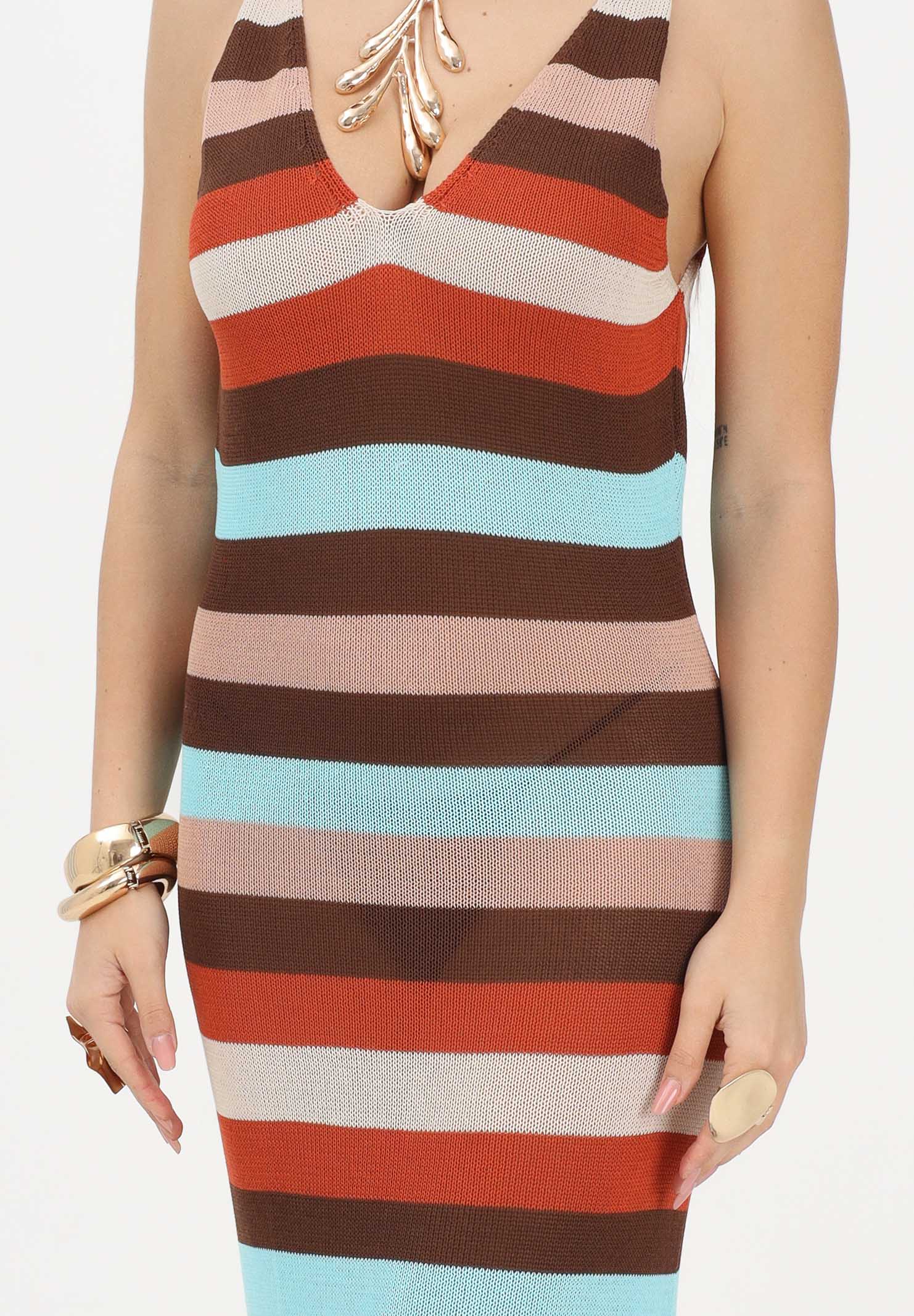 ME FUI Abito lungo in maglia multicolore da donna MF26-SW0409MC . ME FUI 