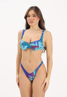 ME FUI Bikini turchese da donna con fantasia tropicale MF26-SW0832X45 . ME FUI 