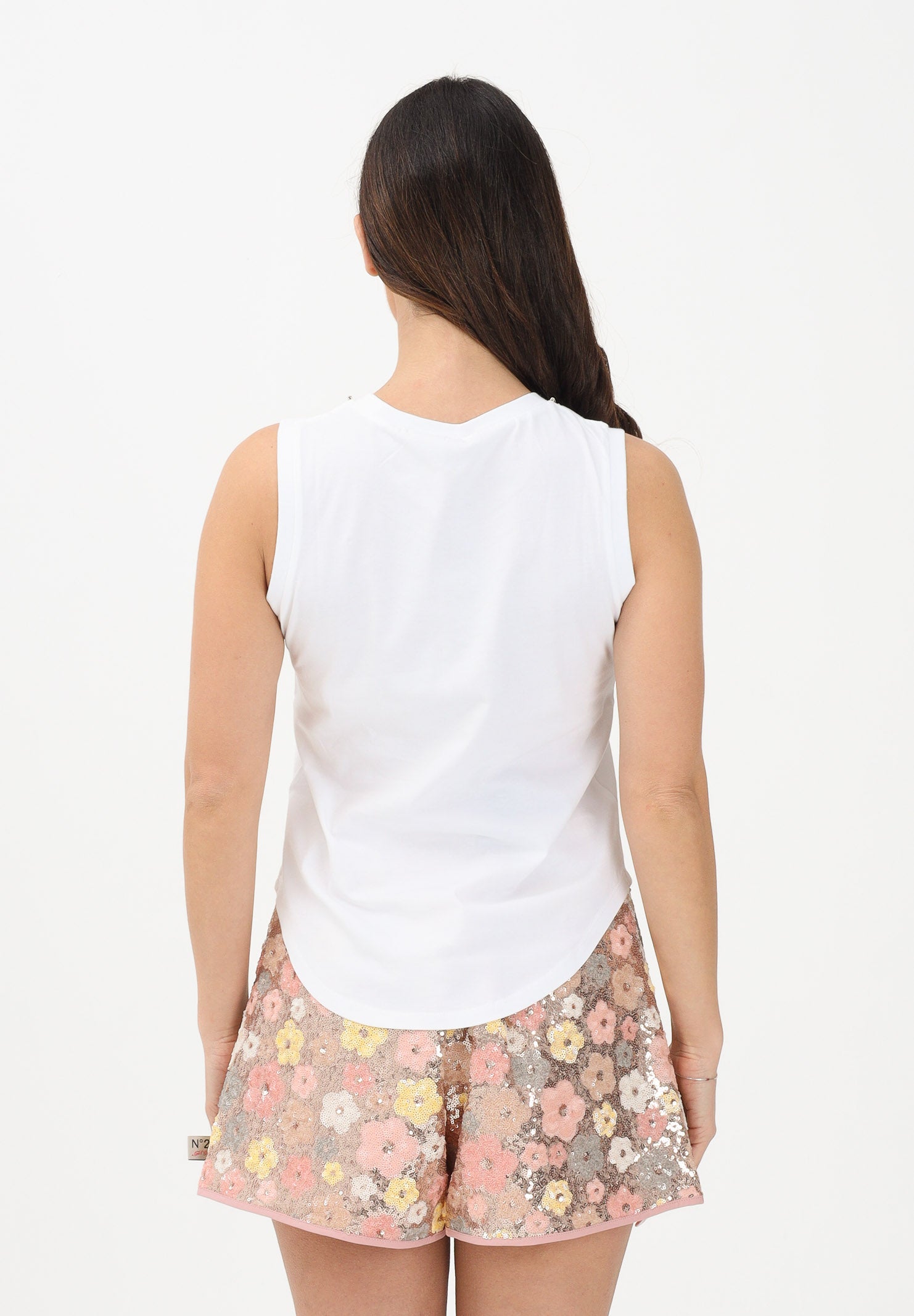 N21 Canotta bianca per donna, ragazze e bambine con dettaglio gioiello N210A5N0479 0N100 N21 