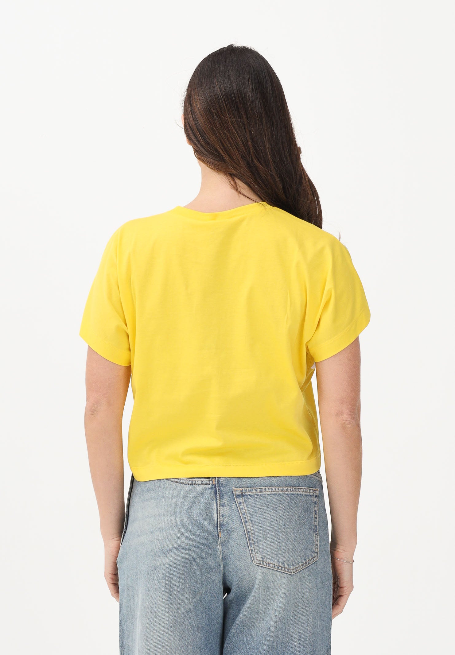 N21 T-shirt a manica corta gialla per donna, ragazze e bambine con maxi logo N210AAN0153 0N215 N21 